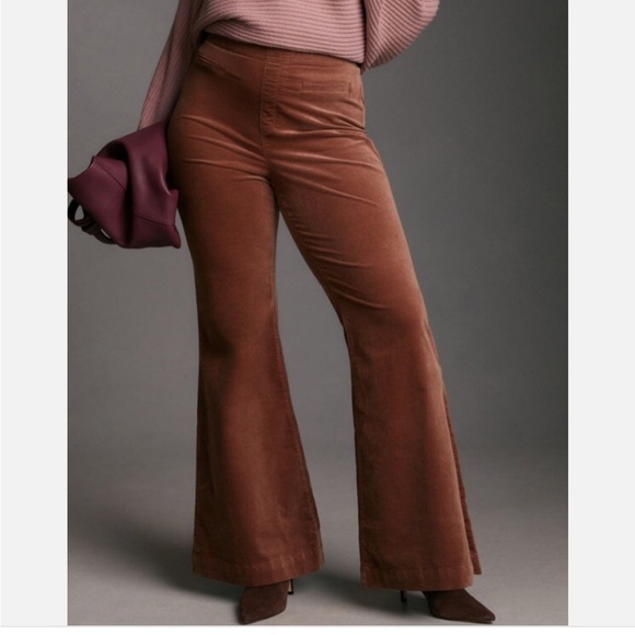 Anthropologie Velvet Pull-On Retro Flare Pants Jeans Sz 32 - Picture 1 of 10
